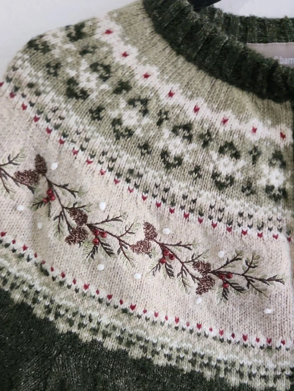 Vintage Croft & Barrow Fair Isle Silk Wool Blend Full Zip Cardigan M